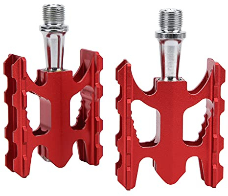 Pedal plegable antideslizante aleación de aluminio accesorios para montar en bicicleta de montaña. (Roja)