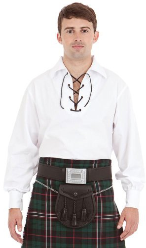 Kilt Society Mens Jacobite Ghillie Shirt White Medium