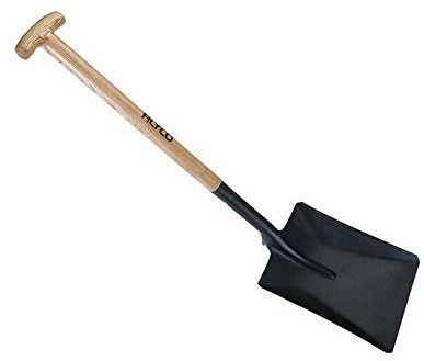 Alyco 98605 pala Cuadrada Mango Madera Muleta Tipo T, Negro, 280x340