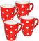 alles-meine.de GmbH 4 Stück Kaffeetassen/Henkeltassen - Punkte - ROT & weiß - groß - 300 ml - Keramik/Porzellan - Teetasse - Mikrowellengeeignet - Trinktasse mit Henkel..