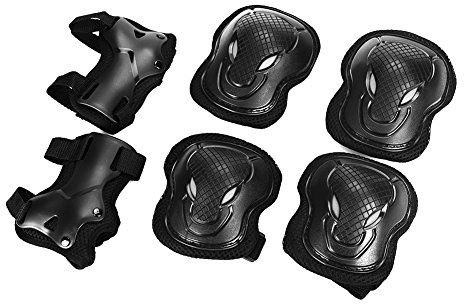 Sets de Protection Enfant Ado Adulte 6 Pièces Protège Genouillères Coudières Poignets Sport Attelles Pads Epais Genouillère Roulette Réglable pour Roller Patinage Vélo