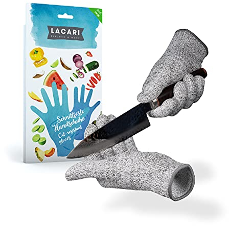 Schnittschutzhandschuhe | 1 Paar Schnittfeste Handschuhe | Lacari ORIGINAL Schnittschutzhandschuhe Küche | Hohe Sicherheit | Schnittschutzklasse C | EN-388 Zertifiziert | Anti Schnitthandschuh [L/XL]