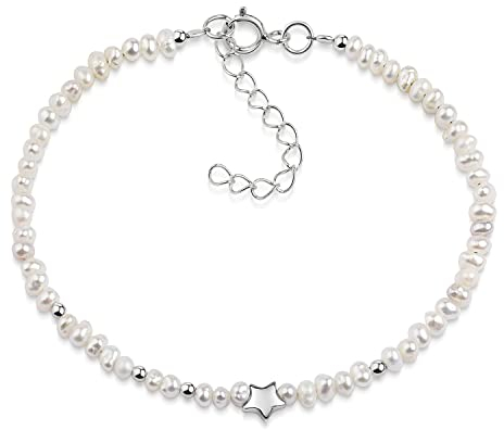 MATERIA by Matthias Wagner Perlenarmband Damen weiß Silber 925 Stern Armband SA-156