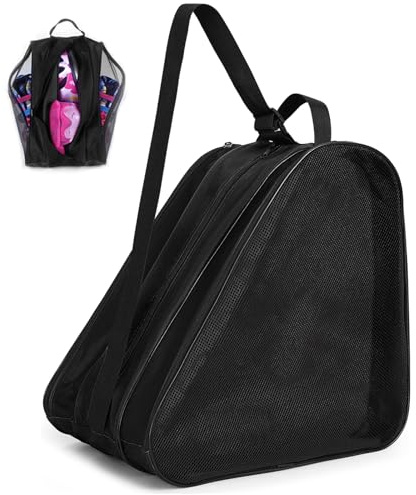 Kefiyis Roller Skate Bag - Unisex Ice Skate Bag with Adjustable Shoulder Strap - Breathable Oxford Cloth Skating Shoes Storage Bags Roller Skating Accessories Black
