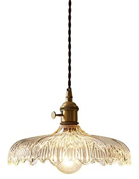 Lampada a sospensione, plafoniera a sospensione a LED, larghezza 10 in vetro trasparente a forma di fienile Illuminazione a sospensione nordica Lampadario a sospensione con bordo
