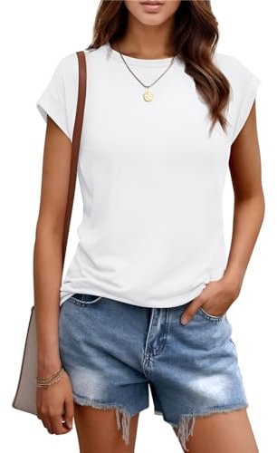 AirMood Damen-T-Shirt, Sommer, lässig, mit Flügelärmeln, weiß, S