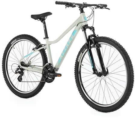 ATTABO Damen Fahrrad Alpe 1.0 mit Aluminiumrahmen 17 Ergonomischer Lenker V-Brake Grau Mountainbike mit 27,5 Rädern mit Zubehör Verstellbarer Sattel 21-Gang Schaltung
