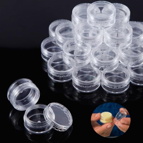 24 Pezzi Contenitori Cosmetici Set Barattoli di Plastica Trasparente, Barattoli di Plastica, Contenitori Cosmetici da Viaggio Trasparenti per Campione di Crema Balsamo Labbra