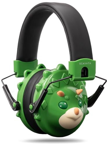 SCAVATA Kids Ear Protection, Noise Canceling Dinosaur Headphones Children Hearing Protectors, 26dB Noise Reduction (Green)