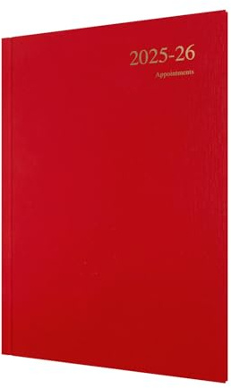 Collins 'Essentials' 12 Month Mid/Academic Year Planner, July 2025-July 2026 - ESSA43M.15-2526 -Week-to-View Appointments Diary, A4 Hard Cover, Red