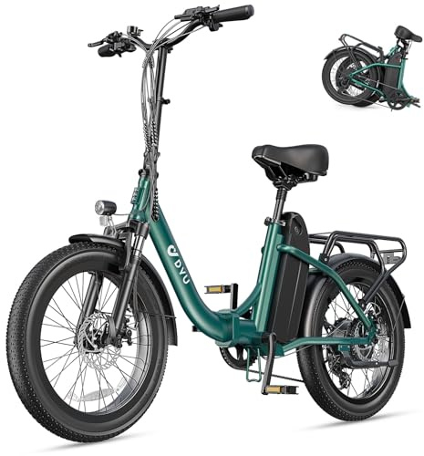 DYU C9 Bici Elettrica Pieghevole 20 * 3.0 Fat Bicicletta Elettrica, Motore 250W, Batteria Rimovibile 48V 15.6Ah（748.8WH） Ebike per Adulti fino a 80-150KM,Bici Elettrica Uomo & Donna(Verde)