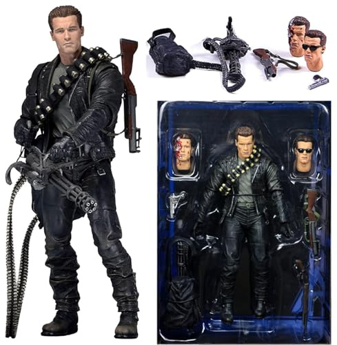 Figure d'action Fate Sarah Connor Terminator 2 Figure Journal Day T-800 Arnold Schwarzenegger T-1000 Figurines de Collection (Color : A with Box, Size : 18cm)