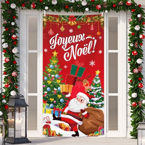 MEHOFOND 0,9 x 1,8 m Décoration de Noël Portes Joyeux Noël Santa Cadeaux Bannières Décoration Fond Intérieur Extérieur Roses Octobre Activités Photos Kiosque
