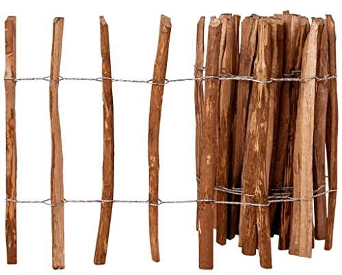 Recinzione a bastoncini, nocciola, 60 x 500 cm – 5 m di lunghezza, 60 cm di altezza, legno di nocciola impregnato con filo zincato per una lunga durata e un giardino naturale, resistente alle