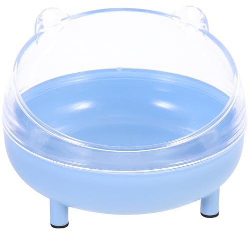 HINTRMENT Bañera para Hámster y Chinchilla Azul Transparente, Caja de Baño de Arena Multifuncional, Tamaño Compacto, Reutilizable, Adecuado para Animales Pequeños y Fácil Limpieza
