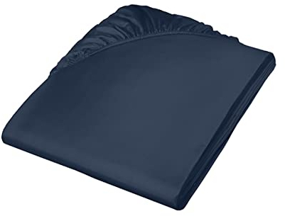 Fleuresse Spannbettlaken, Uni-Mako-Satin, 160 x 200 cm, Nachtblau