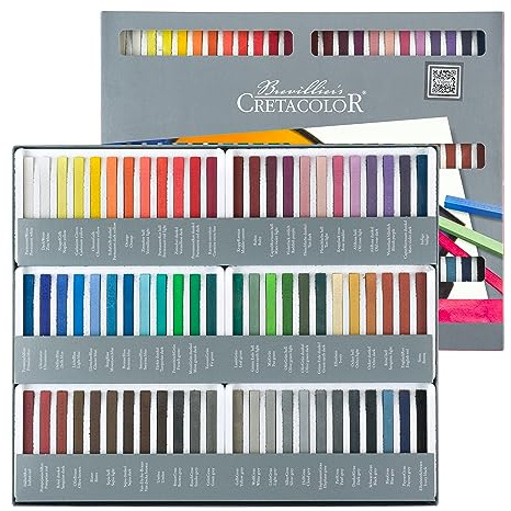 Tizas pastel CRETACOLOR, resultado de color brillante, alta resistencia a la luz, 72 colores, se pueden pintar con agua, pigmentación completa, no se engrasan y se corren suavemente