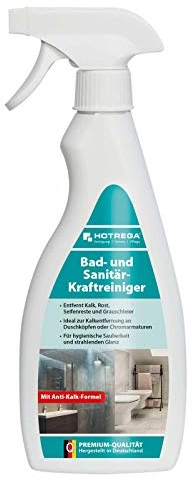 HOTREGA Bad- und Sanitär-Kraftreiniger 500ml Sprühflasche - Anti-Kalk-Formel | entfernt Kalk, Rost & Seifenreste | Ideal für Duschköpfe & Armaturen