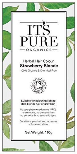 It's Pure Organic Henna Hair Dye in Strawberry Blonde | 100% Natural, Vegan, & Gluten Free | PPD Free Hair Dye, Ammonia Free, Resorcinol Free & Peroxide Free | Volumising, Strengthening & Revitalising
