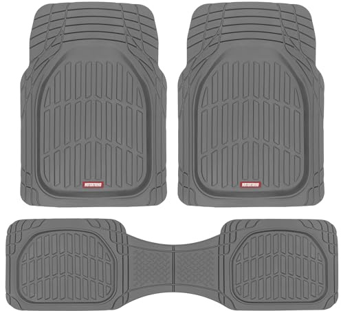 Motor Trend MT-923-GR Gray FlexTough Contour Liners-Deep Dish Heavy Duty Rubber Floor Mats for Car SUV Truck & Van-All Weather Protection