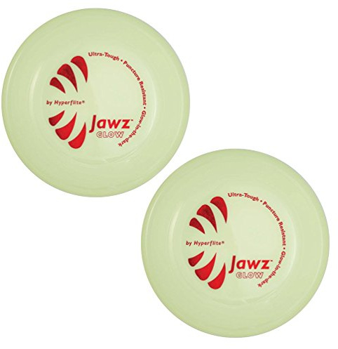 Hyperflite Jawz Glow-in-the-Dark 2 Pack Competition Dog Disc 8.75 Inch, Worlds Toughest, Best Flying, Puncture Resistant, Dog Frisbee, Not a Toy Competition Grade, Outdoor Flying Disc Training