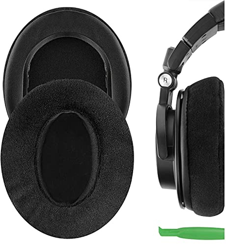 Geekria Comfort Velour Replacement Ear Pads for Audio-Technica ATH-M50X, ATH-M50xBT2, ATH-M40X, ATH-M30X, ATH-M20X, ATH-M10 Headphones, Repair Parts with Video Guide (Black)
