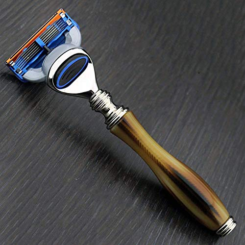 Haryali London Men's 5 Edge Compatible Razor Horn Replica Handle Beard and Moustache Razor for Men