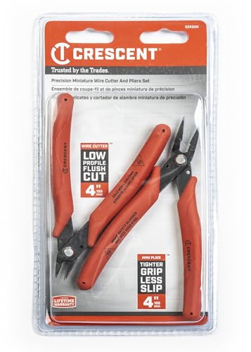Crescent Shear Cutter Mini Pliers Set - Electrician Tool for up to 20-Gauge AWG Soft Wires (0.8 mm) - Premium Hand Tool - 2-Piece Set - S2KS5NN