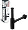 aquaSu® Design Siphon in schwarz-matt | Flaschensiphon in 1 1/4 x 32 mm | Reinigungsöffnung | Geruchsverschluss für Waschbecken | Tassensiphon 300 mm Länge | Metall | 22622 6