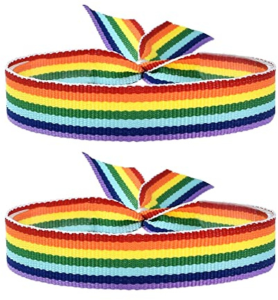 BDM Herr- och damarmband i tyg med färgerna på HBT-flaggan, regnbåge och cuzzo-flagga. Justerbart för alla handleder., X-Large, tyg, BDM