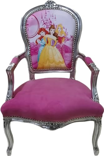 Casa Padrino Sillón de salón Barroco Princesa Rosa/Plata - Muebles barrocos