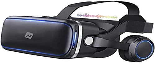 NK VR-glasögon för Smartphone med hörlurar - 3D Smart Virtual Reality glasögon med ljud för Smartphone 4.7 - 6.53, Vision Vinkel 90-100º, 360° Turning - Svart (renoverad)