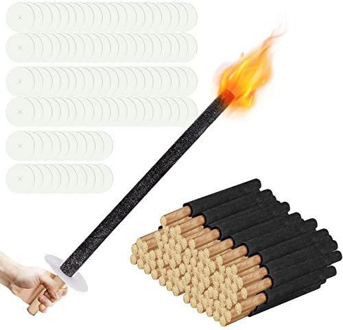 Gimisgu Fackeln 100 Stück Gartenfackeln für Draußen Brennzeit 45 min inkl. Handschutz mit Extra Langem Griff für Kinder Fackeln Nachtwanderung