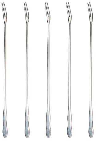 Extra Long Pickle Fork 12.6 inches, 5 Pcs Long Handle Olive Fork, Stainless Steel Cocktail Forks, Prong Pickle Picker, Pickle Grabber, Long Dessert Forks, Long Fruit Fork, 5 pieces