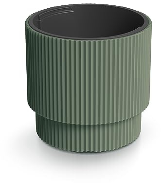 Tymar Vaso da fiori con inserto, vaso da fiori in plastica, fioriera, vaso per piante grande (DBMIN Verde,ø 40 cm)