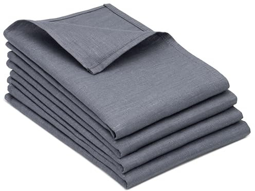 ZOLLNER 4er Set Geschirrtücher, 50x70 cm, Leinen, grau
