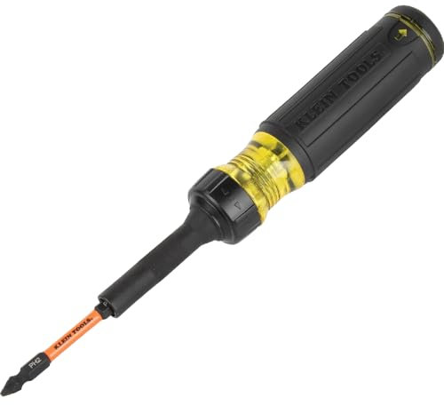 Klein Tools 32313HD Destornillador de carraca multibroca 13 en 1, juego de puntas de impacto de doble extremo, 12 puntas de destornillador de impacto y llave de tuercas de 0,635 cm