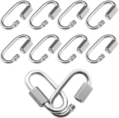 Bamyli 10PCS Carabiner Clip Heavy Duty, Small Carabiner Clips, Quick Release Keyring, Stainless Steel Heavy Duty D Shape Locking Clips for Outdoor Camping Climbing Fishing Hiking Traveling Accessories