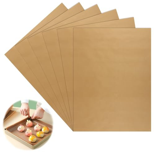Confezione da 6 fogli in teflon riutilizzabili per teglia da forno, 30 x 40 cm, antiaderenti, per pressa a caldo, carta per trasferimento di calore, fodera per forno da cucina, impermeabile, lavabile,