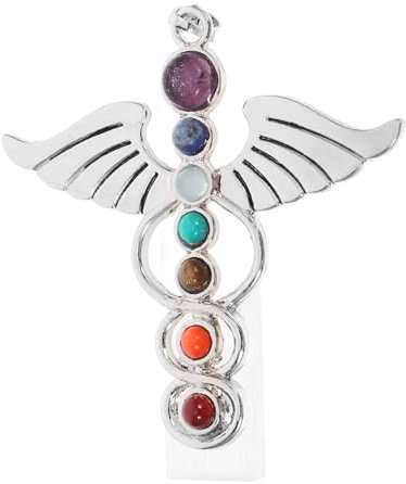 CORHAD Kristallsäulendekor Sechseckiger Kristall Engelsflügel Quarzkristallornament Legierungsdekor Kristallstein Schmuck Anhänger