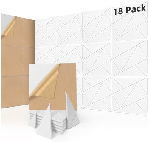 Art3dwallpanels Paquete de 18 paneles acústicos de 12 x 12 pulgadas, paneles de pared insonorizados, amortiguación de sonido, decoración de pared autoadhesiva 3D, paneles absorbentes de despegar y