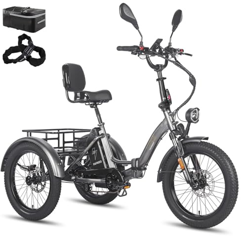 Fafrees F20 Mate Elektrisches Dreirad, Upgrade 2025 E Bike 3 Rad 48V 23.45Ah Akku, e-Dreirad Klapprad 20 * 3.0 Zoll, 65N.m Elektro Dreirad Lasten für Erwachsene