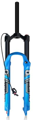 QHIYRZE Horquilla De Suspensión Bicicleta De Montaña 26 27.5 29 Horquilla De Aire Recorrido 120mm Ajuste De Rebote Horquilla Delantera Azul Ultraligera Freno De Disco QR 9x100mm(Straight Remote,26'')