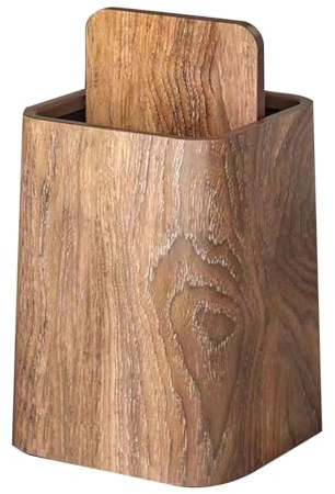 Qsvbeeqj Cubo de basura de plástico compacto con tapa oscilante para una gestión eficiente de los residuos en un espacio elegante, fácil limpieza de contenedores de residuos de madera
