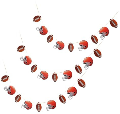 SUPVOX Banderines de Papel con Casco de Rugby para Decoración de Fiesta Deportiva, Guirnalda Temática de Fútbol Americano 3 Piezas, Suministros para Cumpleaños y Eventos