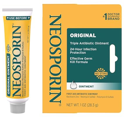 Neosporin Original First Aid Antibiotic Ointment for Wounds, Infection Protection Treatment, Germ-Killing Formula, Helps Minimize Appearance Of Scars for Minor Cuts, Scrapes, Burns, 1 Oz