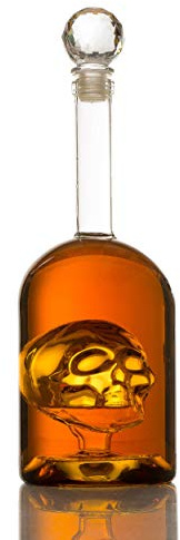 Skull Decanter - 750ml Glass Skull Head Bottle for Whiskey, Bourbon, Tequila, Scotch & Rum - Unique Barware Gift - Anatomical Skull Face Design - Large Capacity Liquor Carafe for Home Bar & Gifting