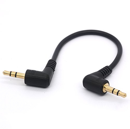 HTGuoji Cavo audio jack con connettori ad angolo retto, maschio a maschio, placcato oro, 3,5 mm, corto, cavo aux per stereo, 3 poli (20 cm)