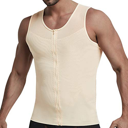 GSKS - Camisas de compresión para hombre, moldeadoras de cuerpo, adelgazantes, con cremallera