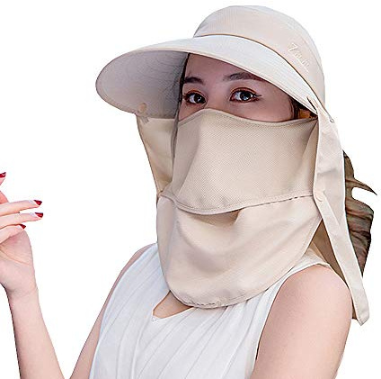 Outdoor UPF 50+ UV Sun Protection Waterproof Breathable Face Neck Flap Cover Folding Sun Hat for Men/Women (US, Alpha, Medium, Khaki)